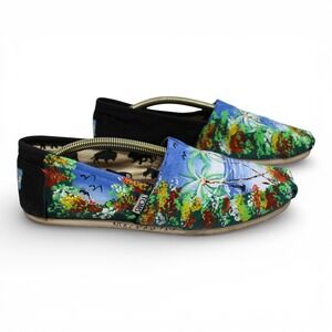 TOMS Alpargata Custom Hand Painted Shoes Womens 9.5 Multicolor Tropical